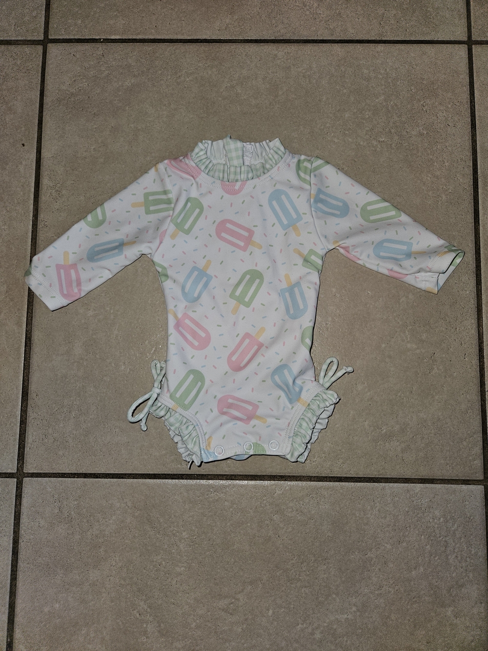 Pastel Popsicle Long-Sleeve Kids One-Piece Swimsuit